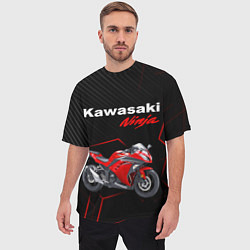 Футболка оверсайз мужская KAWASAKI NINJA КАВАСАКИ, цвет: 3D-принт — фото 2