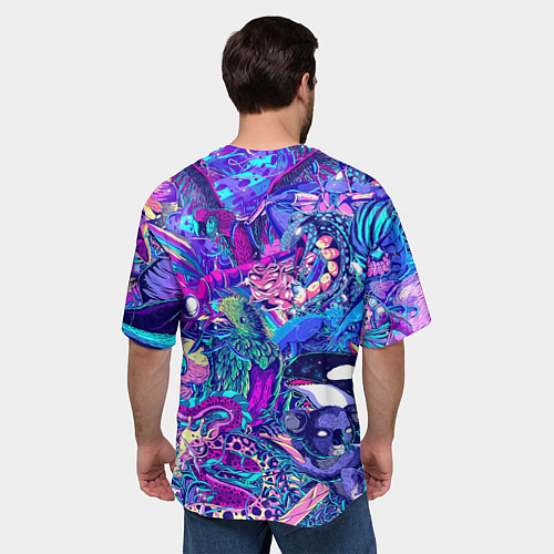Мужская футболка оверсайз Неоновые Звери / 3D-принт – фото 4