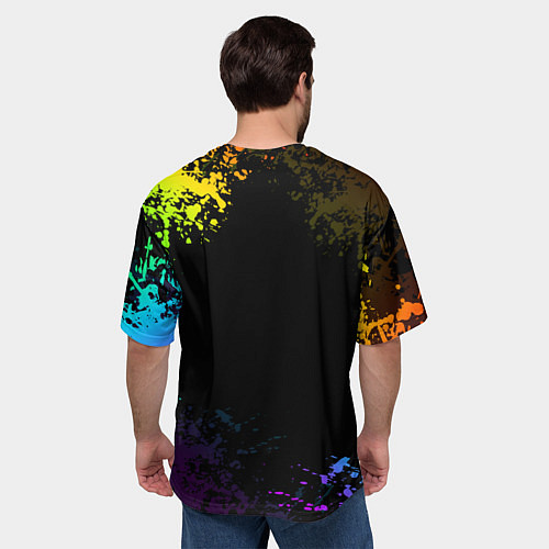 Мужская футболка оверсайз РАДУЖНЫЙ КОТИК RAINBOW KITTY / 3D-принт – фото 4