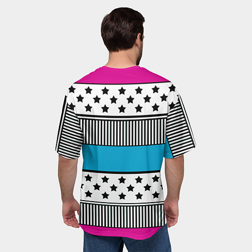 Мужская футболка оверсайз Молодежный современный узор / 3D-принт – фото 4