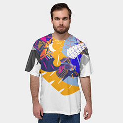 Футболка оверсайз мужская Узор из листьев и цветов, цвет: 3D-принт — фото 2