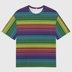 Футболка оверсайз мужская Этнический радужный орнамент, цвет: 3D-принт