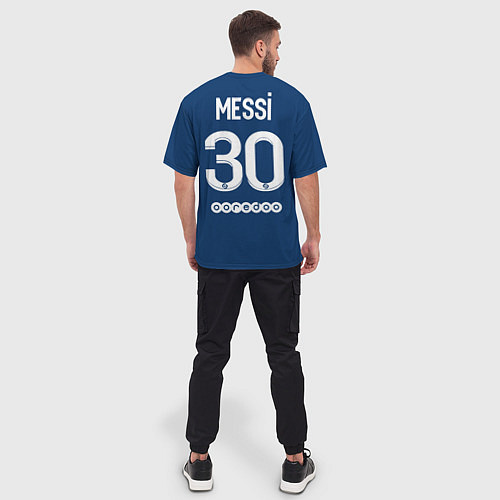 Мужская футболка оверсайз Месси форма ПСЖ 20212022 / 3D-принт – фото 4