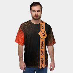 Футболка оверсайз мужская Йога Кошка - Шум Лента, цвет: 3D-принт — фото 2