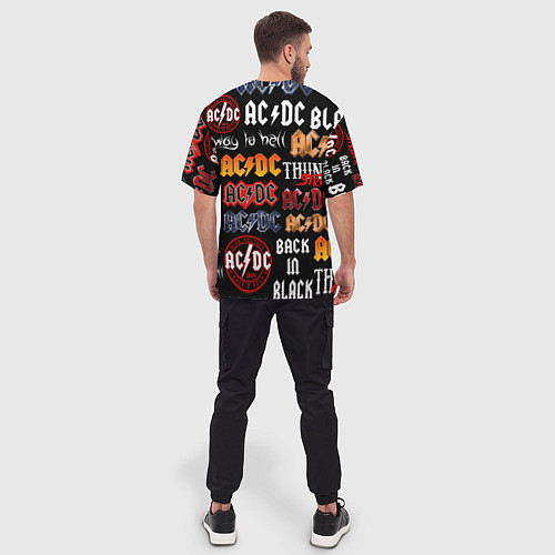 Мужская футболка оверсайз AC DC LOGOBOMBING / 3D-принт – фото 4