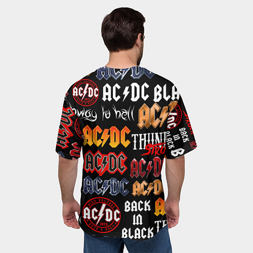 Мужская футболка оверсайз AC DC LOGOBOMBING / 3D-принт – фото 4