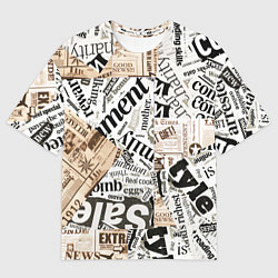 Футболка оверсайз мужская Газета, цвет: 3D-принт