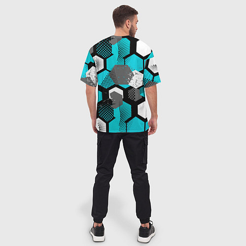 Мужская футболка оверсайз Геометрия плиты / 3D-принт – фото 4