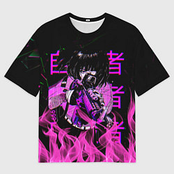Футболка оверсайз мужская Аниме Девушка Киберпанк, цвет: 3D-принт