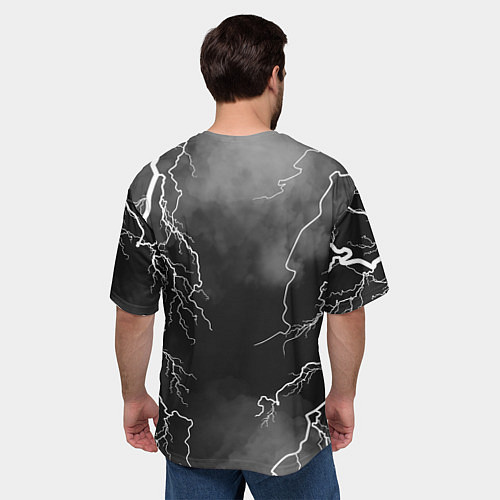 Мужская футболка оверсайз КОРОЛЬ И ШУТ МОЛНИЯ / 3D-принт – фото 4