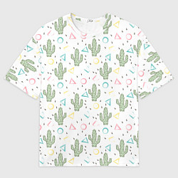 Мужская футболка оверсайз Кактусы