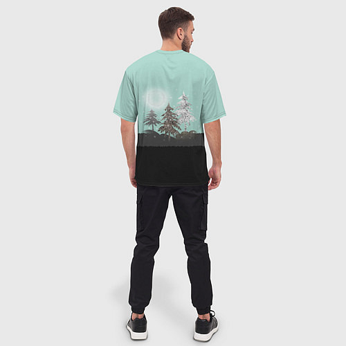 Мужская футболка оверсайз Лес Мозаичный узор / 3D-принт – фото 4