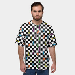 Футболка оверсайз мужская Яркая шахматная доска, цвет: 3D-принт — фото 2