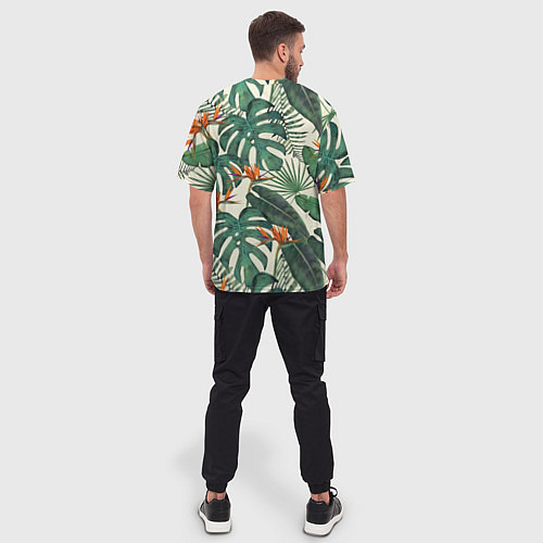 Мужская футболка оверсайз Тропический паттерн / 3D-принт – фото 4
