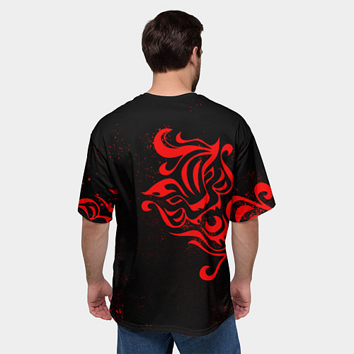Мужская футболка оверсайз КАЗУТОРА ХАНЕМИЯ ВАЛЬХАЛЛА / 3D-принт – фото 4