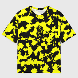 Футболка оверсайз мужская Черно-желтый камуфляж, цвет: 3D-принт