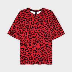 Футболка оверсайз мужская Леопард Красный, цвет: 3D-принт