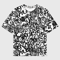 Футболка оверсайз мужская Graffiti black on white, цвет: 3D-принт