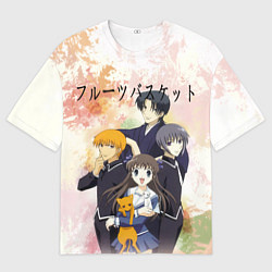 Мужская футболка оверсайз Корзинка фруктов персонажи