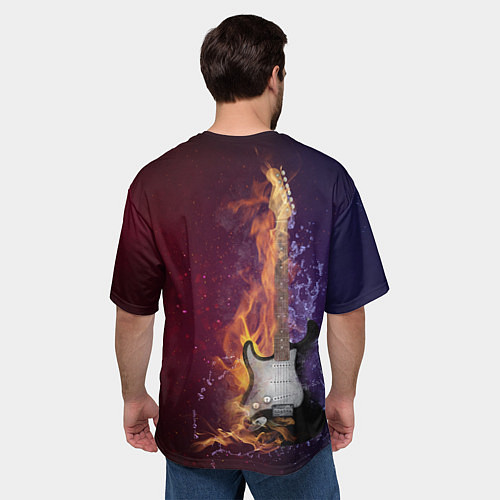 Мужская футболка оверсайз Гитара - Огонь и вода / 3D-принт – фото 4