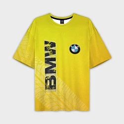 Футболка оверсайз мужская BMW СЛЕДЫ ШИН БМВ, цвет: 3D-принт