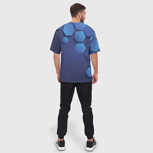 Мужская футболка оверсайз Шестиугольники / 3D-принт – фото 4
