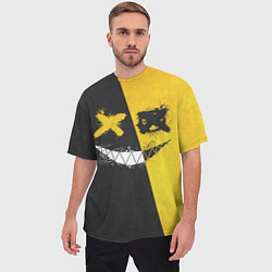 Футболка оверсайз мужская Yellow and Black Emoji, цвет: 3D-принт — фото 2