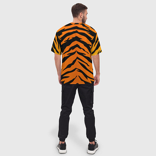 Мужская футболка оверсайз Шкура тигра / 3D-принт – фото 4