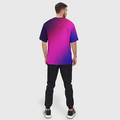 Мужская футболка оверсайз Фиолетово-малиновый градиент / 3D-принт – фото 4