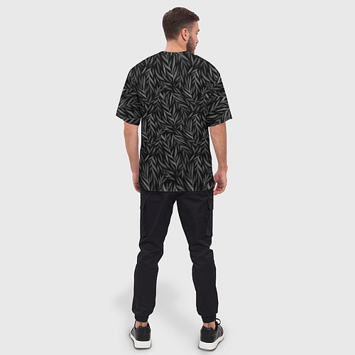 Мужская футболка оверсайз Растительный орнамент черно-белый / 3D-принт – фото 4