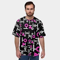 Футболка оверсайз мужская Игра в кальмара лого узор, цвет: 3D-принт — фото 2