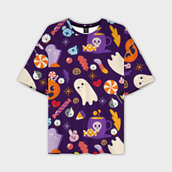 Мужская футболка оверсайз HALLOWEEN BTS BT21 PATTERN БТ21 БТС ХЕЛЛОУИН