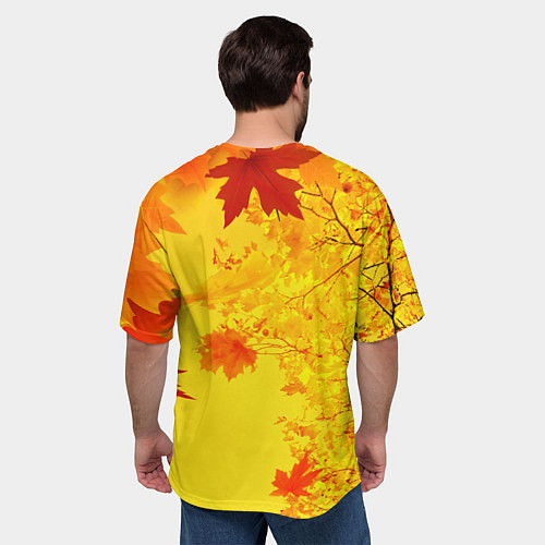 Мужская футболка оверсайз ОСЕННИЕ ЦВЕТА ЗОЛОТАЯ ОСЕНЬ / 3D-принт – фото 4