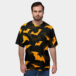 Футболка оверсайз мужская ЛЕТУЧИЕ МЫШИ НОЧЬ ХЕЛЛОУИН HALLOWEEN NIGHT BATS, цвет: 3D-принт — фото 2