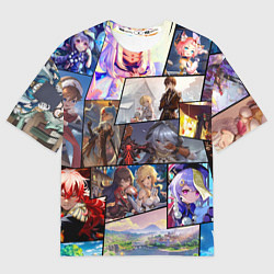 Футболка оверсайз мужская Геншин импакт, персонажи, цвет: 3D-принт