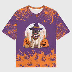 Футболка оверсайз мужская Мопс на хэллоуин, цвет: 3D-принт