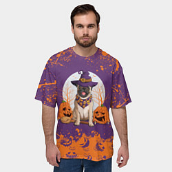 Футболка оверсайз мужская Мопс на хэллоуин, цвет: 3D-принт — фото 2
