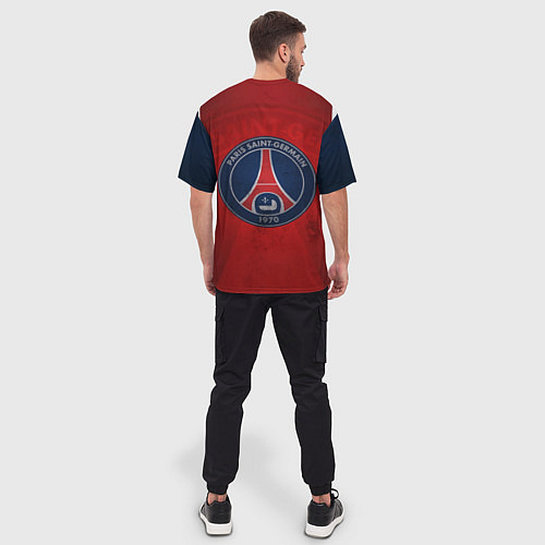 Мужская футболка оверсайз Paris Saint-Germain / 3D-принт – фото 4