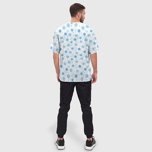 Мужская футболка оверсайз Снежинки снежные узоры / 3D-принт – фото 4