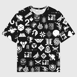 Мужская футболка оверсайз DESTINY 2 PATTERN GAME LOGO ДЕСТИНИ 2 ПАТТЕРН СИМВ