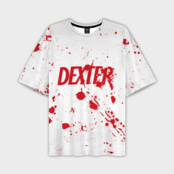 Мужская футболка оверсайз Dexter logo Декстер брызги крови