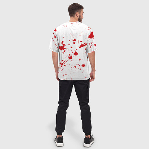 Мужская футболка оверсайз Dexter logo Декстер брызги крови / 3D-принт – фото 4