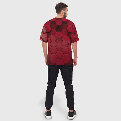 Мужская футболка оверсайз Игра в кальмара - красные 3D кубы / 3D-принт – фото 4