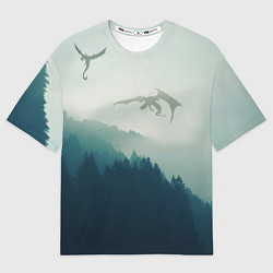 Футболка оверсайз мужская ДРАКОНЫ НАД ЛЕСОМ DRAGON, цвет: 3D-принт