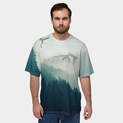 Футболка оверсайз мужская ДРАКОНЫ НАД ЛЕСОМ DRAGON, цвет: 3D-принт — фото 2