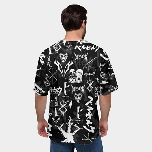Мужская футболка оверсайз BERSERK SYMBOL LOGO БЕРСЕРК СИМВОЛИКА ПАТТЕРН / 3D-принт – фото 4