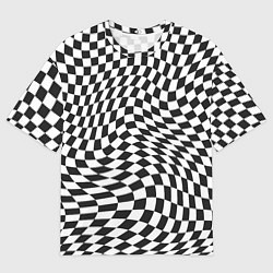 Футболка оверсайз мужская Черно-белая клетка Black and white squares, цвет: 3D-принт