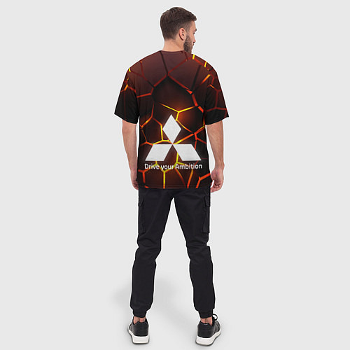 Мужская футболка оверсайз 3D плиты с подсветкой Митсубиси / 3D-принт – фото 4