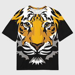 Мужская футболка оверсайз Суровый взгляд тигра