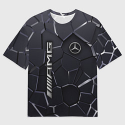 Футболка оверсайз мужская Mercedes AMG 3D плиты, цвет: 3D-принт